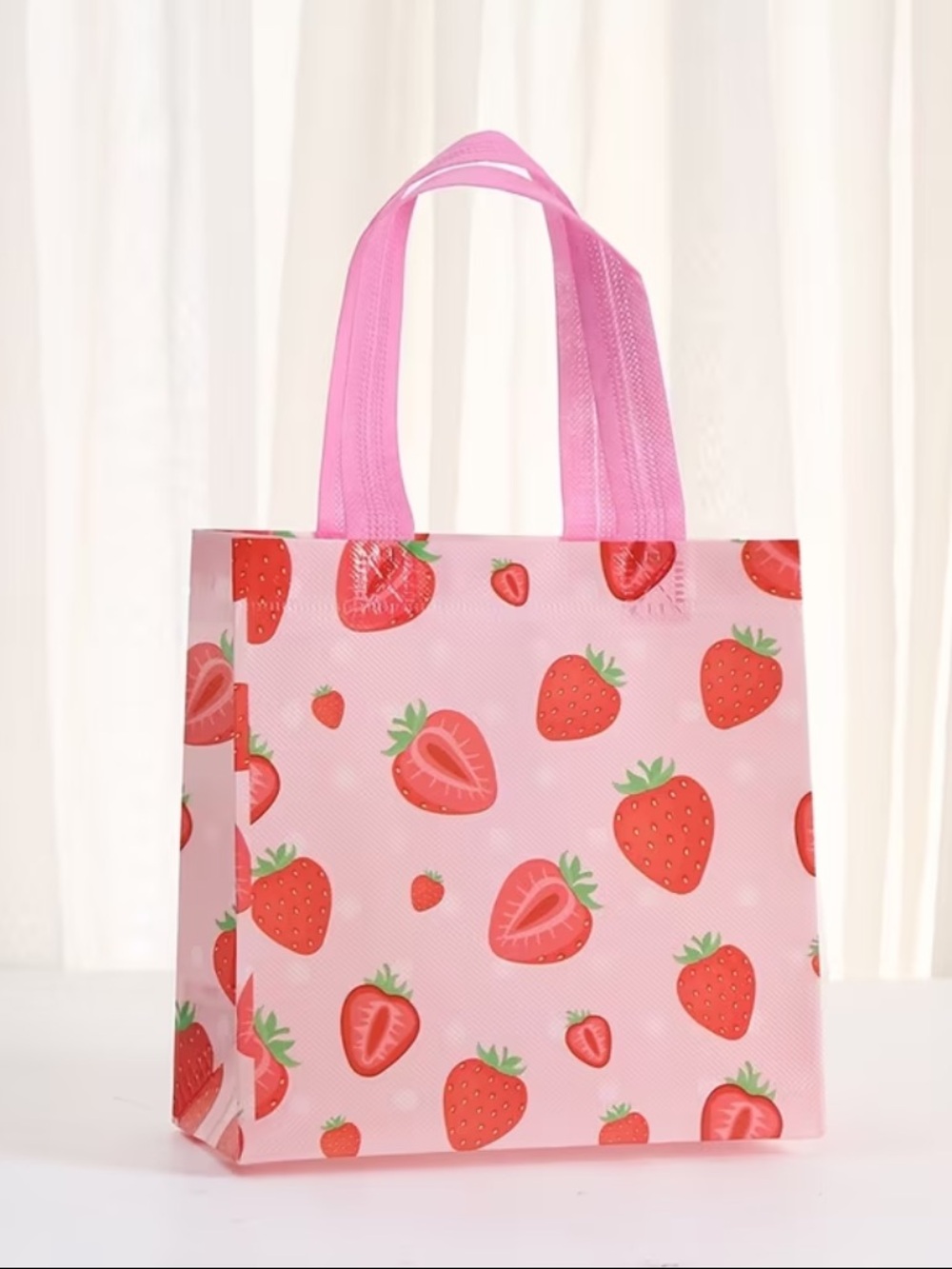 12 Strawberry Reusable Gift Bags Party Favor Tote Bags Tea Party Summer π - Picture 4 of 12